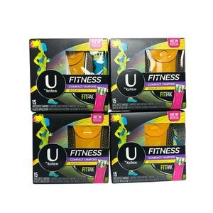 (4) U by Kotex Fitness Compact Tampons Regular Unscented Yellow Fitpak 60 Total